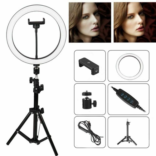 10" LED Ring Fill Light w/Stand & Mount Kit for Camera Phone Selfie Video Stream