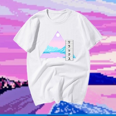Nihon Sekai Synthwave Vaporwave Aesthetic Japanese  Mystic Lake Tee Shirt