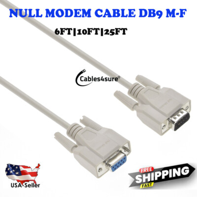 Null Modem DB9 Serial Cable Male to Female RS-232 Data