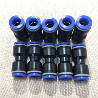 10X Pneumatic Straight 3/8'' OD Tube Union Connector Push To Connect Air Fitting