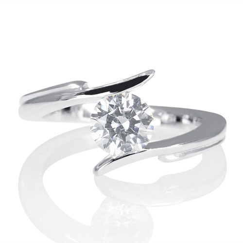 4.00 CT D-F/VVS1 Real Round Cut Moissanite Engagement Ring 18K White Gold