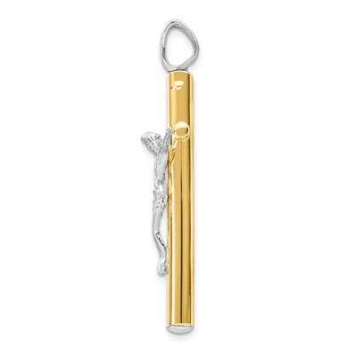 Pre-owned Superdealsforeverything Real 14kt Two-tone Crucifix Pendant
