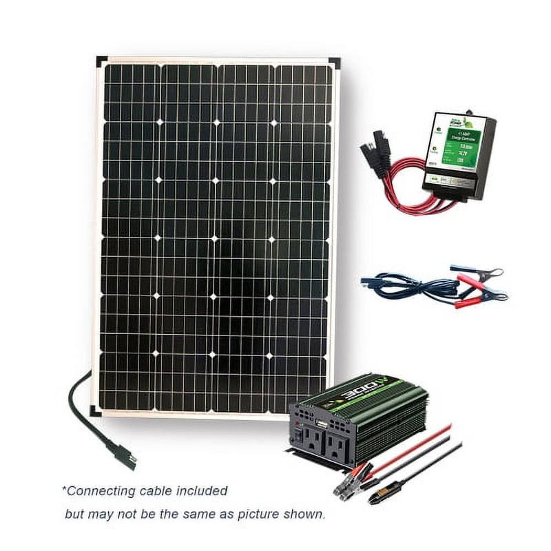 110 Watt Complete Solar Power Kit: 1 Solar Panel, 300W Power Inverter, 11Amp CC