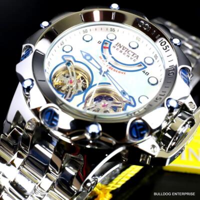Pre-owned Invicta Reserve Venom Fusion Double Open Heart Automatic Steel Mop Watch