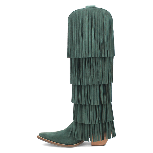 Pre-owned Dingo Wild Child Fringe Snip Toe Cowboy Womens Green Casual Boots Di276-300
