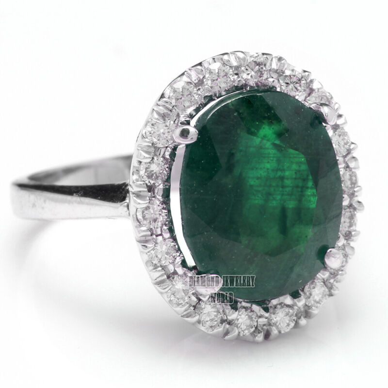 0.84ctw Natural I/j Si2 Diamond Emerald Studded 14kt Solid White Gold Ring