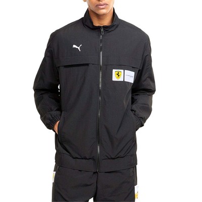 

Puma Sf Race Statement Woven Full Zip Jacket Mens Black Casual Athletic Outerwea, Черный, Puma Sf Race Statement Woven Full Zip Jacket