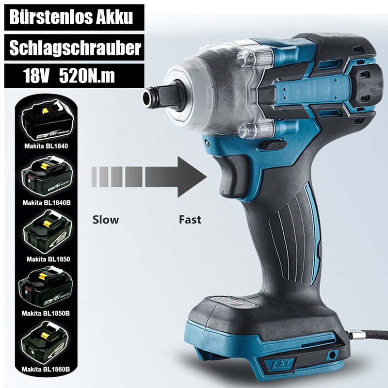 520Nm Akku Schlagschrauber Drehmoment Schrauber Bürstenlos für Makita DTW285Z