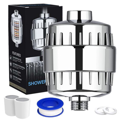 20-Stages Shower Head Filter for Hard Water and Chlorine Removal with 3 Filters