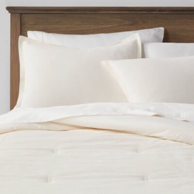 Threshold 3-Piece Comforter Set Cotton Velvet Finish OEKO-TEX, Cream, King