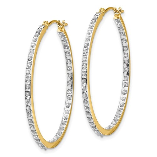 Pre-owned Goldia 14k Diamond Fascination Round Hinged Hoop Earrings In Yellow