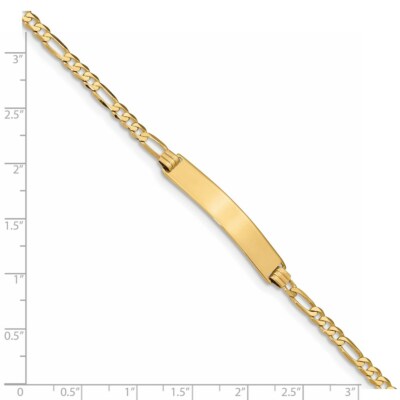 Pre-owned Superdealsforeverything Real 14kt Yellow Gold Flat Figaro Link Id Chain Bracelet; 8 Inch; Lobster Clasp