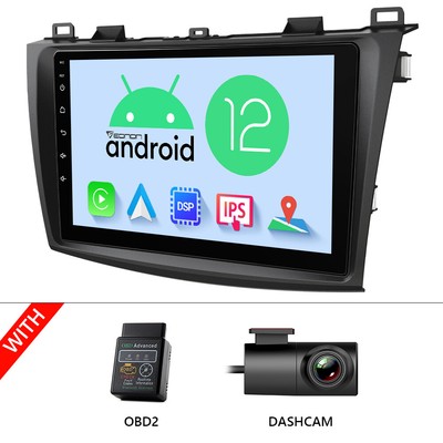 OBD+DVR+Eonon 9''IPS CarPlay Android 12 Car Stereo Radio WiFi for Mazda 3 2010-13