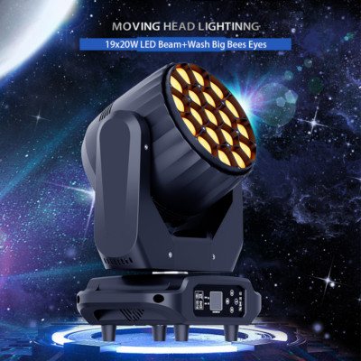 New Version 19x20W LED RGBW Beam+Wash Big Bees Eyes Moving Head Lighting DMX512