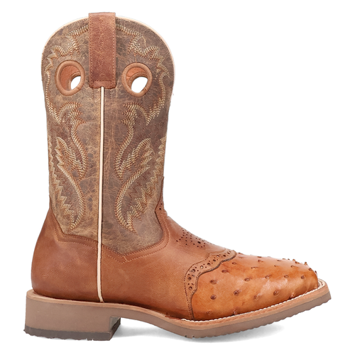 Dan Post Boots Martel Ostrich Embroidered Square Toe Cowboy  Mens Brown Dress Bo