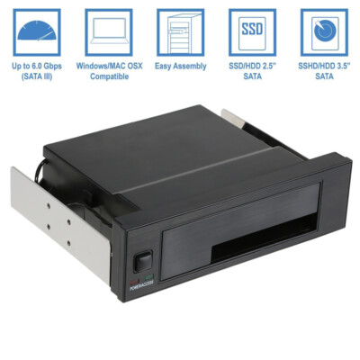 Single Bay 2.5'' 3.5'' SATA Hard Drive HDD SSD Hot Swap Mobile Rack Enclosure R9T4