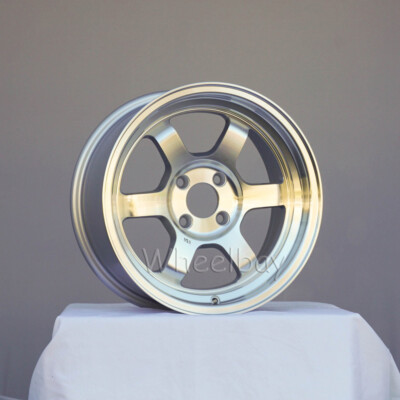 4 PCS ROTA WHEEL GRID V 2) 15X7 & 2) 15X8 4X100 +0  FULL ROYAL SILVER .