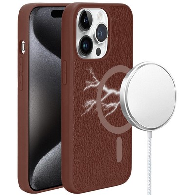 Luxury Leather Hybrid Case with MagSafe for iPhone 12 / iPhone 12 Pro - Brown
