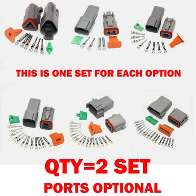 2 Sets Grey For Deutsch DT 2 3 4 6 8 12 Pin Connectors Electrical Kits 14-16 AWG