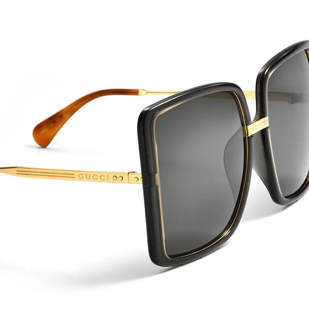 Pre-owned Gucci Women's Oversized Gg0903sa 001 Gold Grey / Grey Lens Sunglasses In Gray