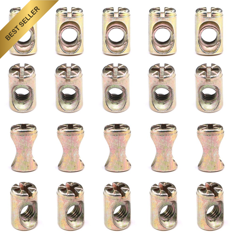 20-Pcs M6 Pozidriv Slotted Barrel Nuts Cross Dowels Slotted Nuts for Furniture B