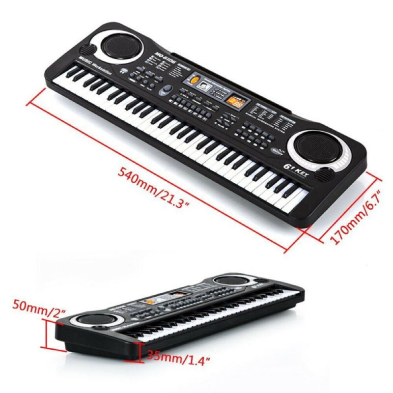Professional Digital Piano Keyboard 61 Key Portable Electronic Instrument w/Mic