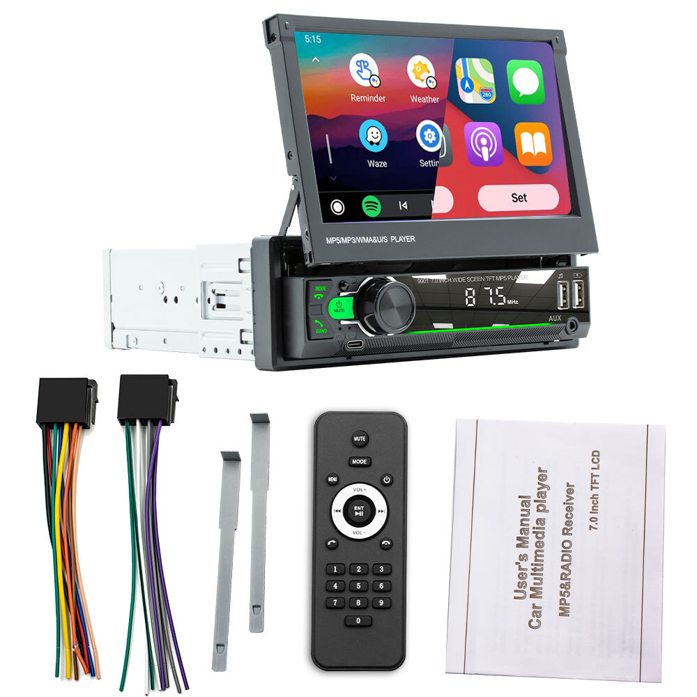 7" Car Stereo Radio Head Unit MP5 Player USB 1 DIN FM Bluetooth GPS Touch Screen