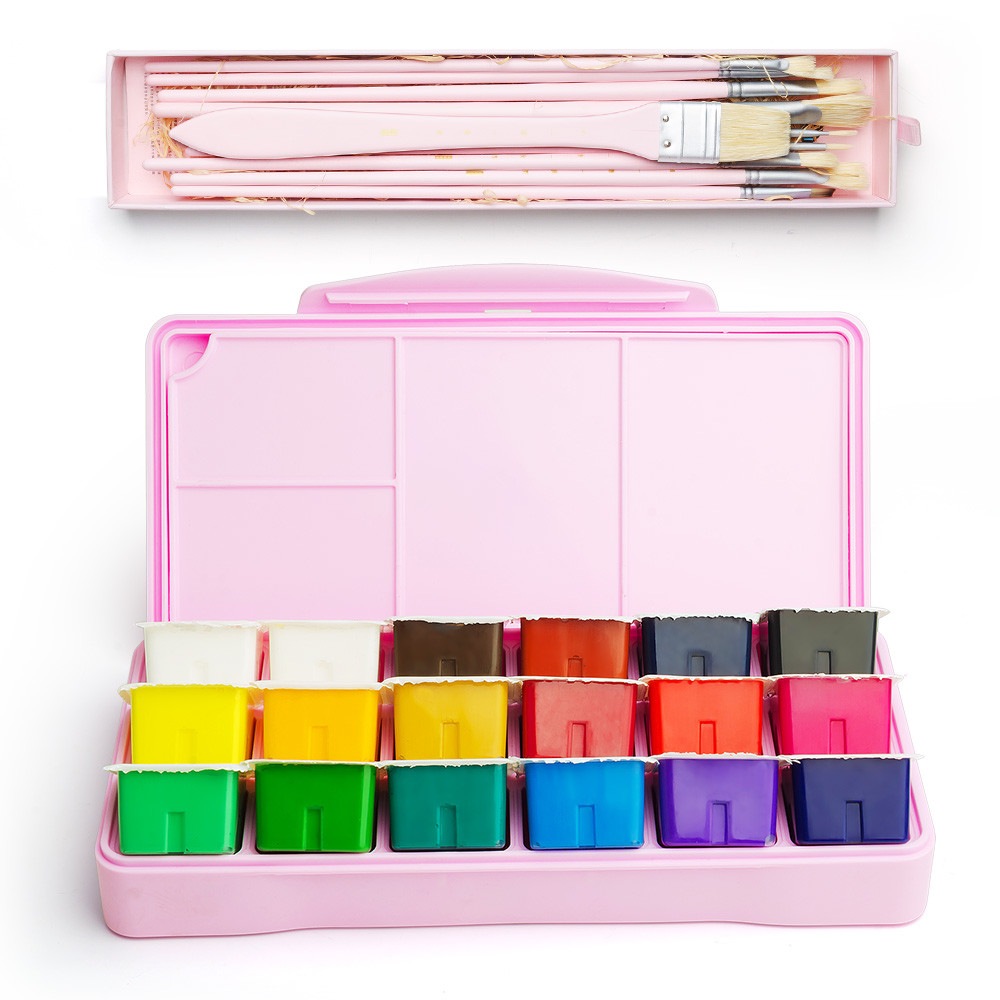 MIYA 18 Colors Gouache Paint Set  30ml Portable Case with Palette Gouache