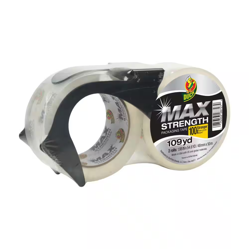 Duck MAX Strength Packing Tape Heavy Duty Clear Shipping Moving Box Sealing 3 Mi
