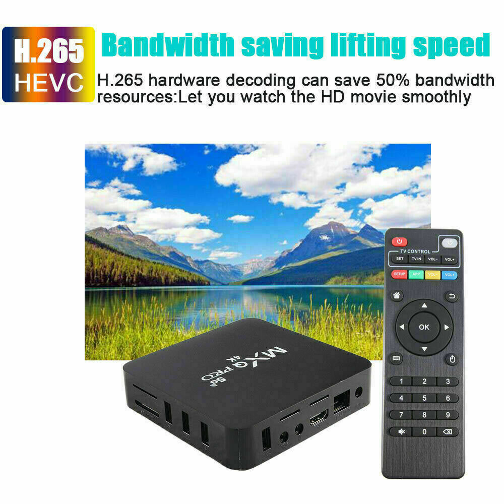 TV BOX SMART Android 7.0-10.1 4K MXQ Pro 2.4GHz WiFi Quad Core 3D Media Player