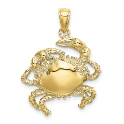 Pre-owned Skyjewelers Real 10kt Yellow Gold 2-d Crab Charm