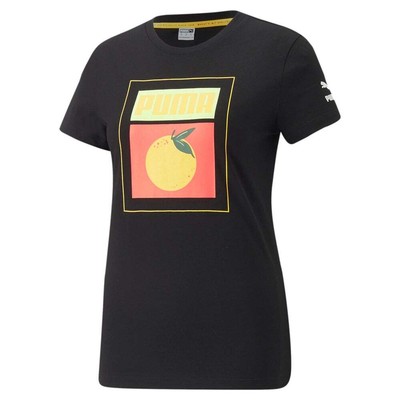 

Puma Summer Squeeze Graphic Crew Neck Футболка с коротким рукавом Женская черная повседневная футболка, Черный
