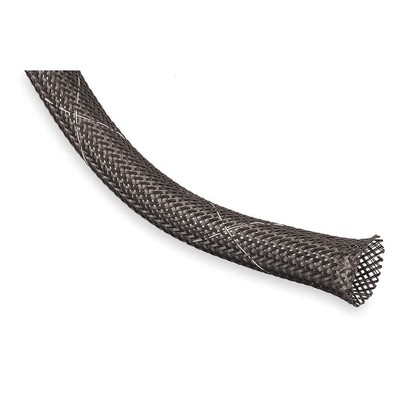TECHFLEX FRN0.13TB100 Braided Sleeving,0.125 In.,100 ft.,Black 2RMD5