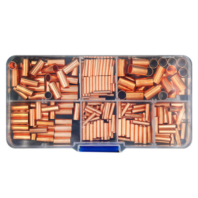 250PCS /7Size Cold Pressed Copper Connecting Pipe Wire Joint  Pressure Pipe