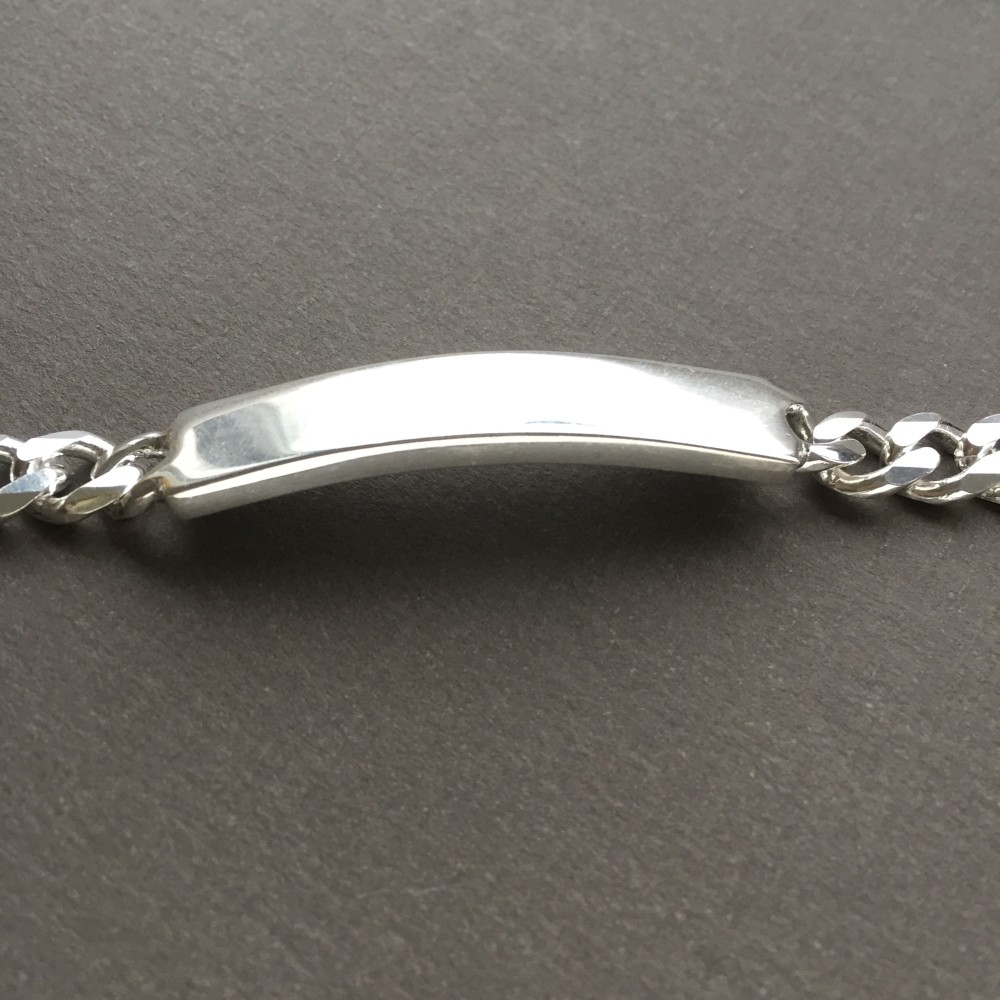 Pre-owned Handmade Custom Engraved Mens Cuban Id Bracelet 925 Sterling Silver 7.5mm 33gr 8.66 Inch