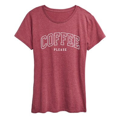 

Женская футболка Coffee Please с мгновенным сообщением, Heather/rose