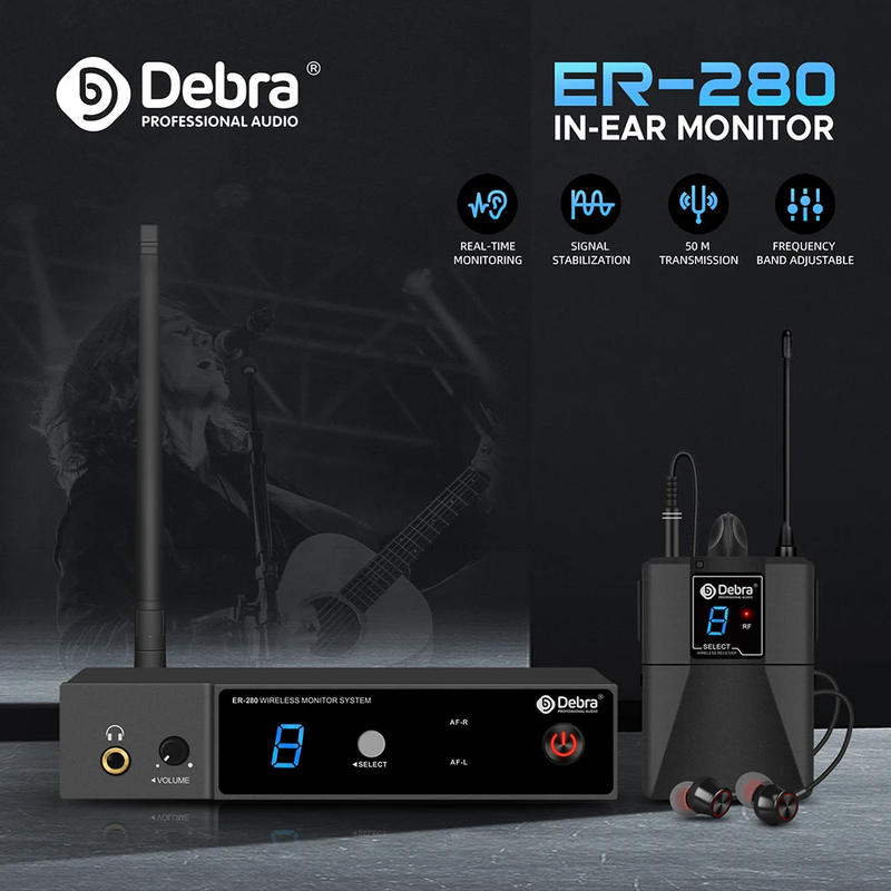 Debra ER-280 Professional In-Ear Monitor System Bluetooth 5.0 Single-channel UHF