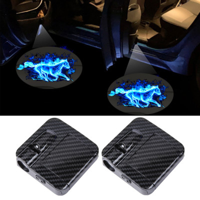 2 For Ford Wireless Blue Horse Logo Car LED Door Light Welcome Shadow Projector