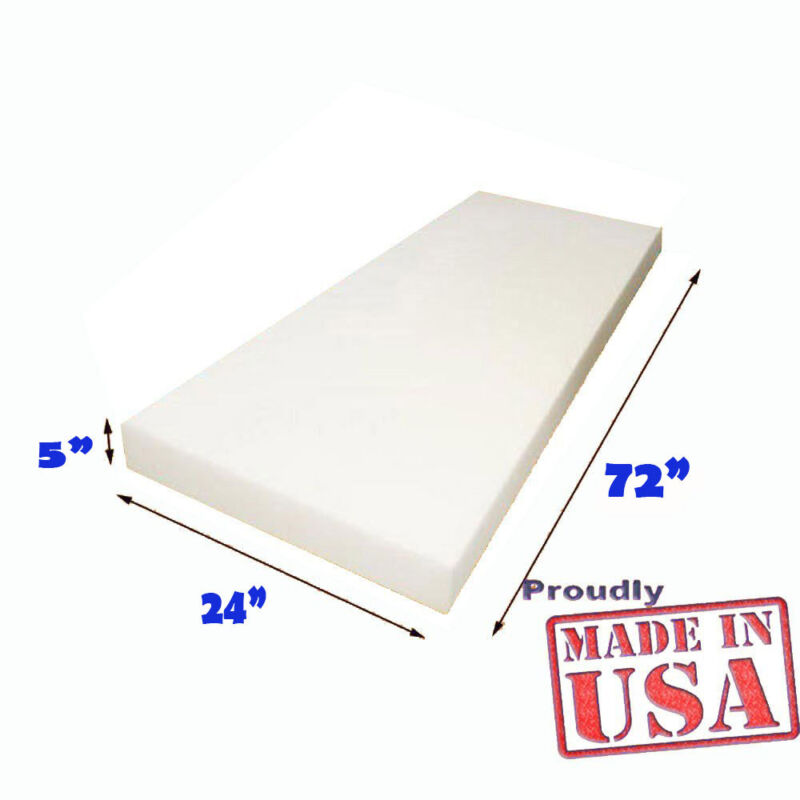 5" X 24"x72" High Density Foam Upholstery Foam Cushion-free Shipping Made In Usa