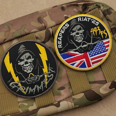 Tactical Aviation Morale Patches: "Reapers" & "Grimms" (493rd FS / RIAT '25) X2