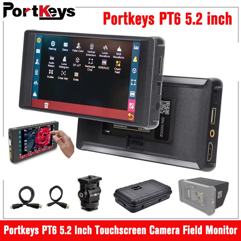 PT6 5.2 Inch Touchscreen Camera Field Monitor Live Streaming Assist Stretch Legs