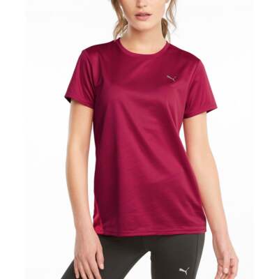

Футболка с круглым вырезом и короткими рукавами Puma Run Favorite Logo женская бордовая спортивная, Burgundy
