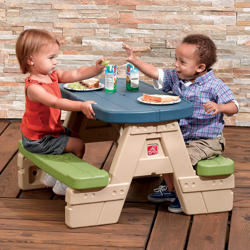 Step2 Sit and Play Kids Picnic Table With Umbrella- Easy To Assemble