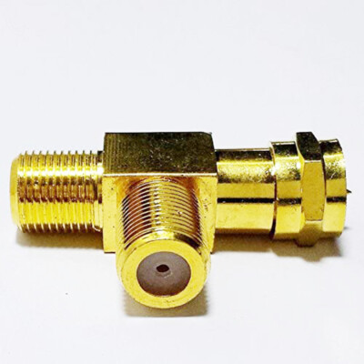 2pcs F Male to Dual 2-Way Female Splitter Coax Cable TV Video Adapter Connector