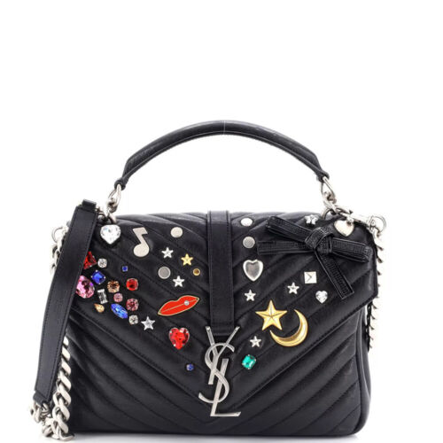SAINT LAURENT College Mini $1900 Black Shiny Leather SAINT LAURENT College Mini $1900 Black Shiny Leather