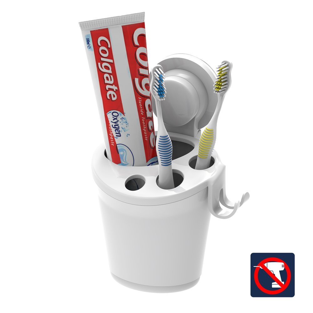 Porta Spazzolini Dentifricio Fissaggio Ventosa Parete Bagno sus