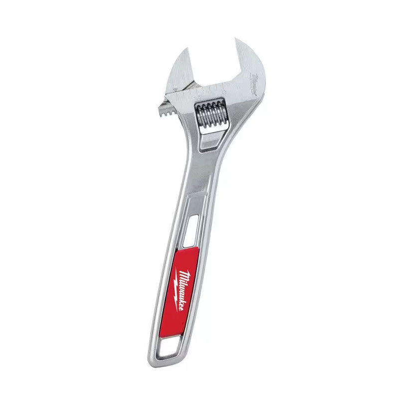 Milwaukee Adjustable Wrench 6 in Chrome Hand Tool Smooth Jaws Laser Etched Ruler