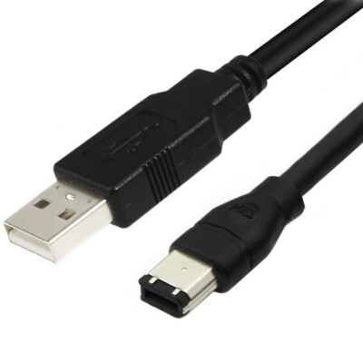 Firewire IEEE 400 1394 6 Pin Male to USB 2.0 A Male Adaptor Convertor Cable Cord