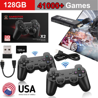 HDMI TV 4K Game Stick 128G 41000+ Games Video Game Console w/2*Wireless Gamepads