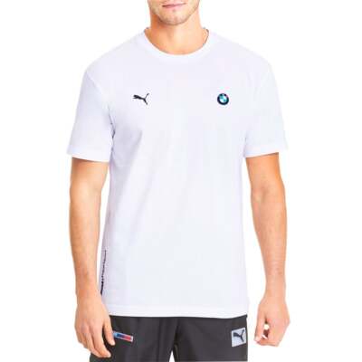 

Puma Bmw Mms Life Графический Круглый Вырез Короткие рукава TShirt Мужские Размер  Случайные Топы, Белый, Puma Bmw Mms Life Graphic Crew Neck Short Sleeve TShirt